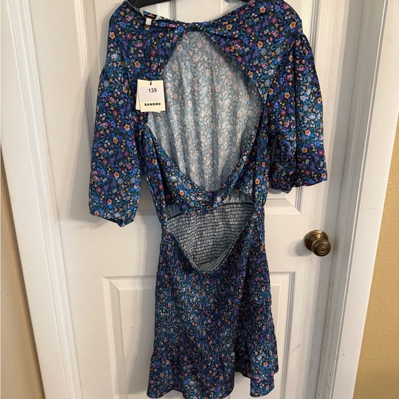 Sandro Spinelle Floral Print Cutout Back Dress Women’s size 40 NWT - Picture 4 of 5
